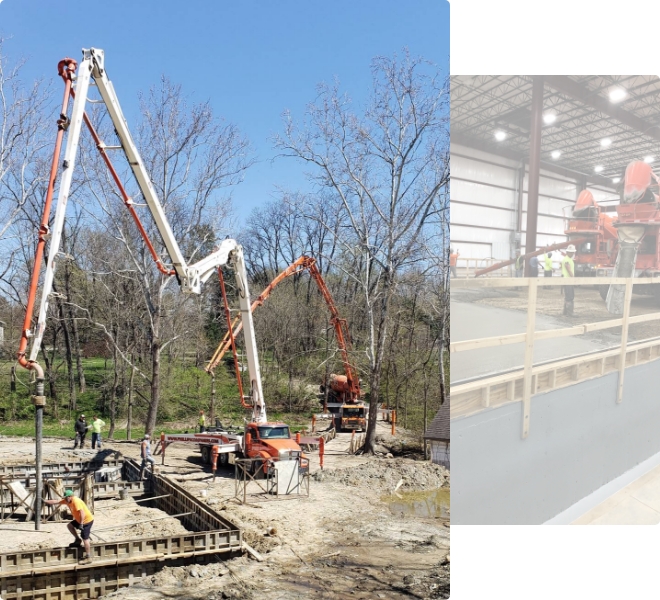 Concrete being pumped